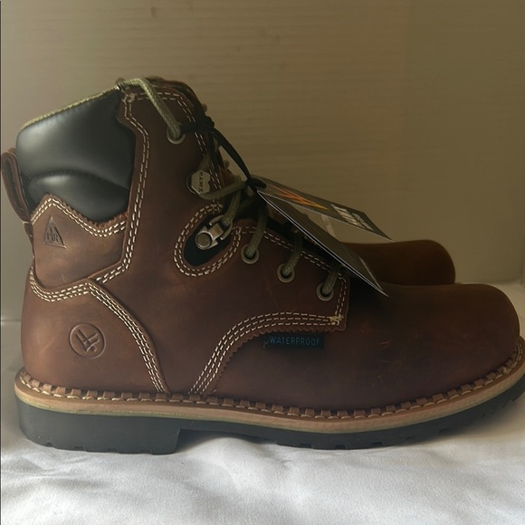 Brown Leather Lace-Up Boots with Moc Toe - Picture 3 of 9